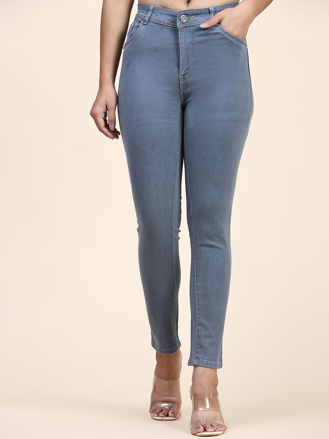

BAESD Women High-Rise Clean Look Cropped Jeans, Grey