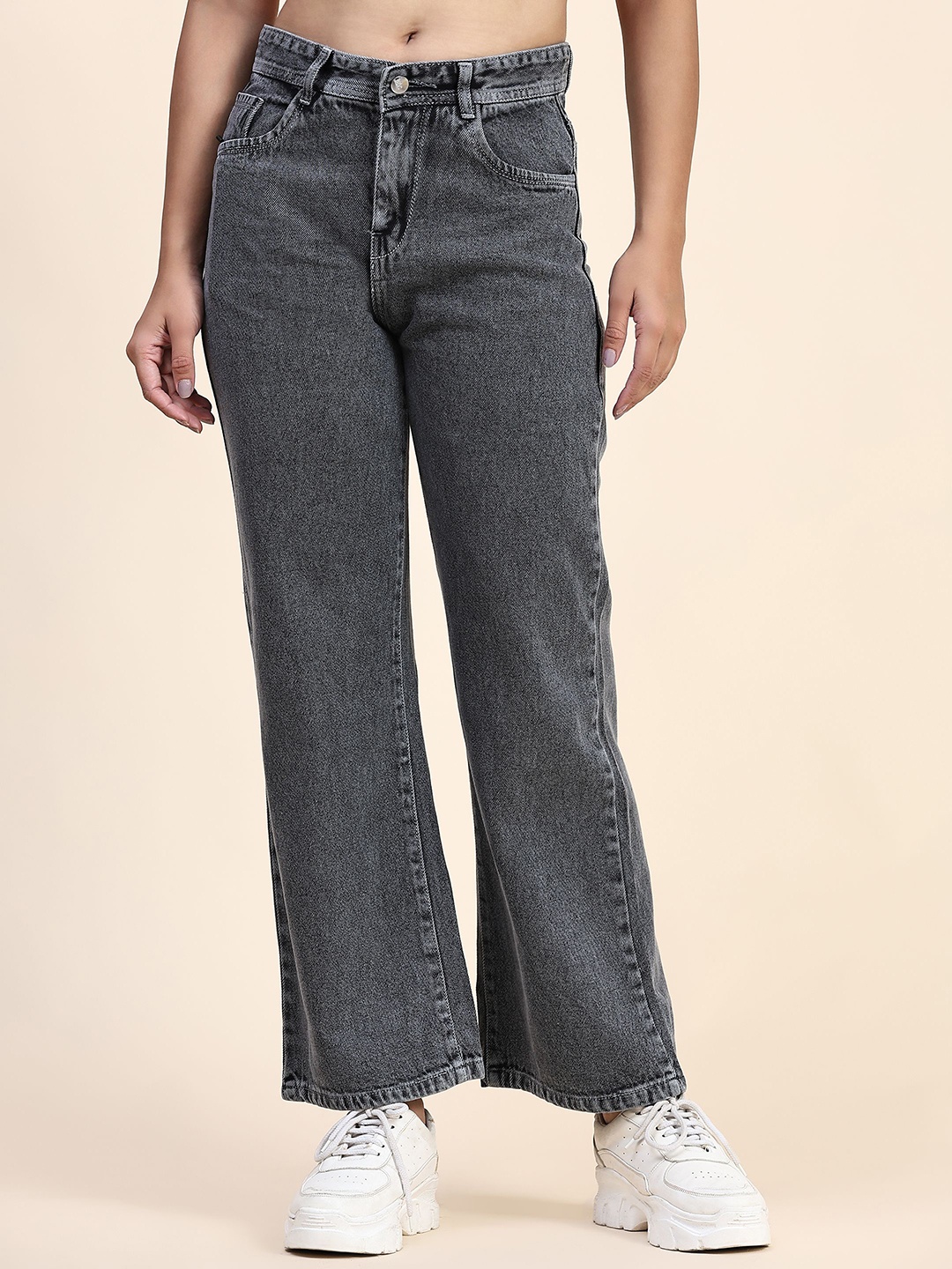 

BAESD Women Straight Fit Mid-Rise Clean Look Jeans, Black