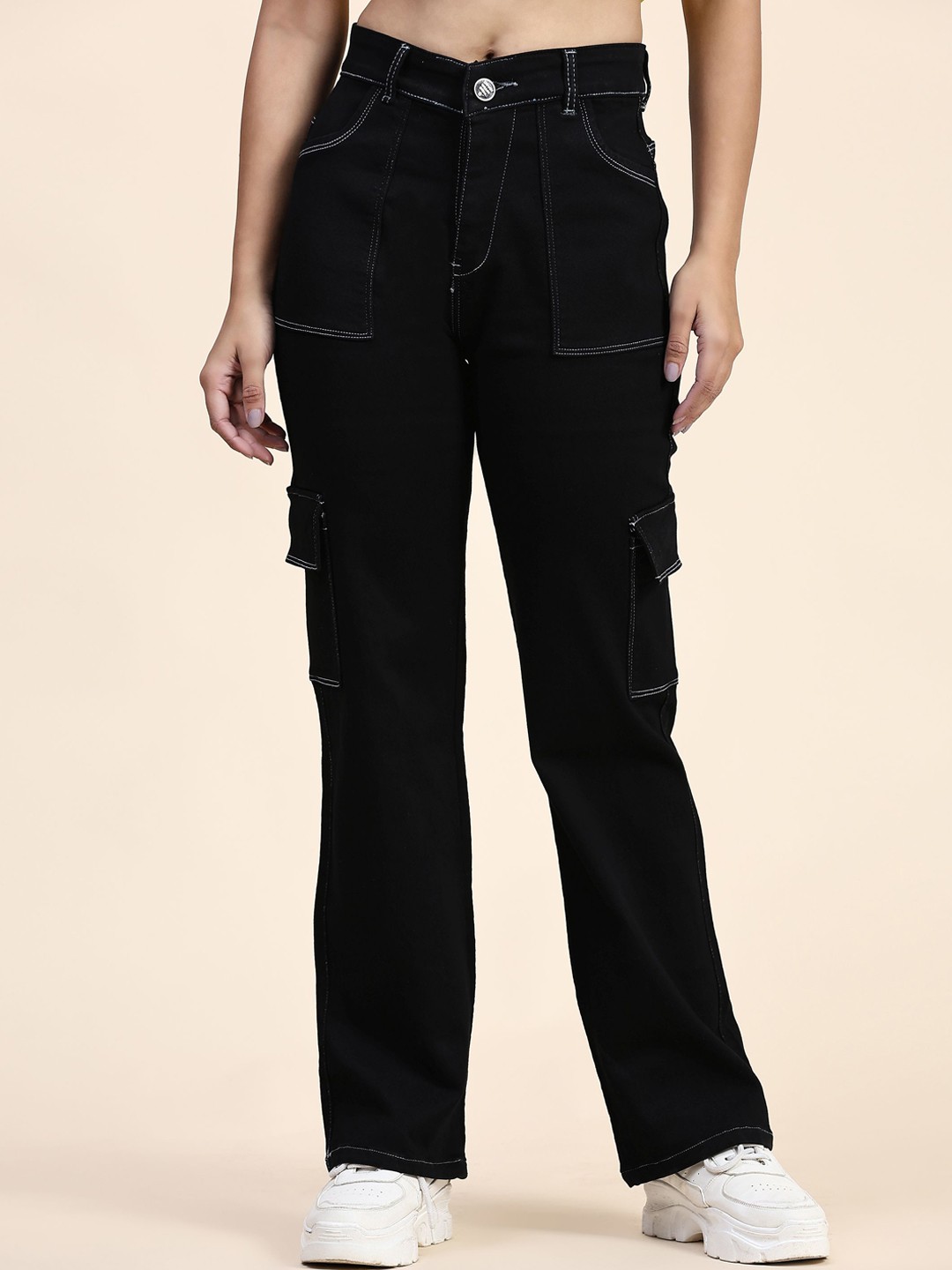 

BAESD Women High-Rise Clean Look Straight Fit Jeans, Black