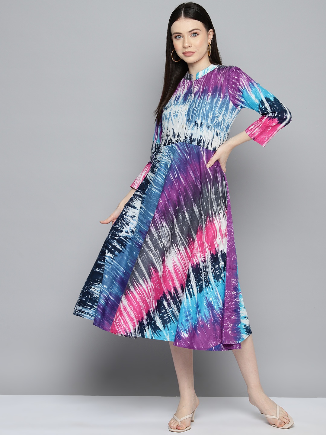 

Jompers Abstract Printed Fit & Flare Midi Dress, Multi