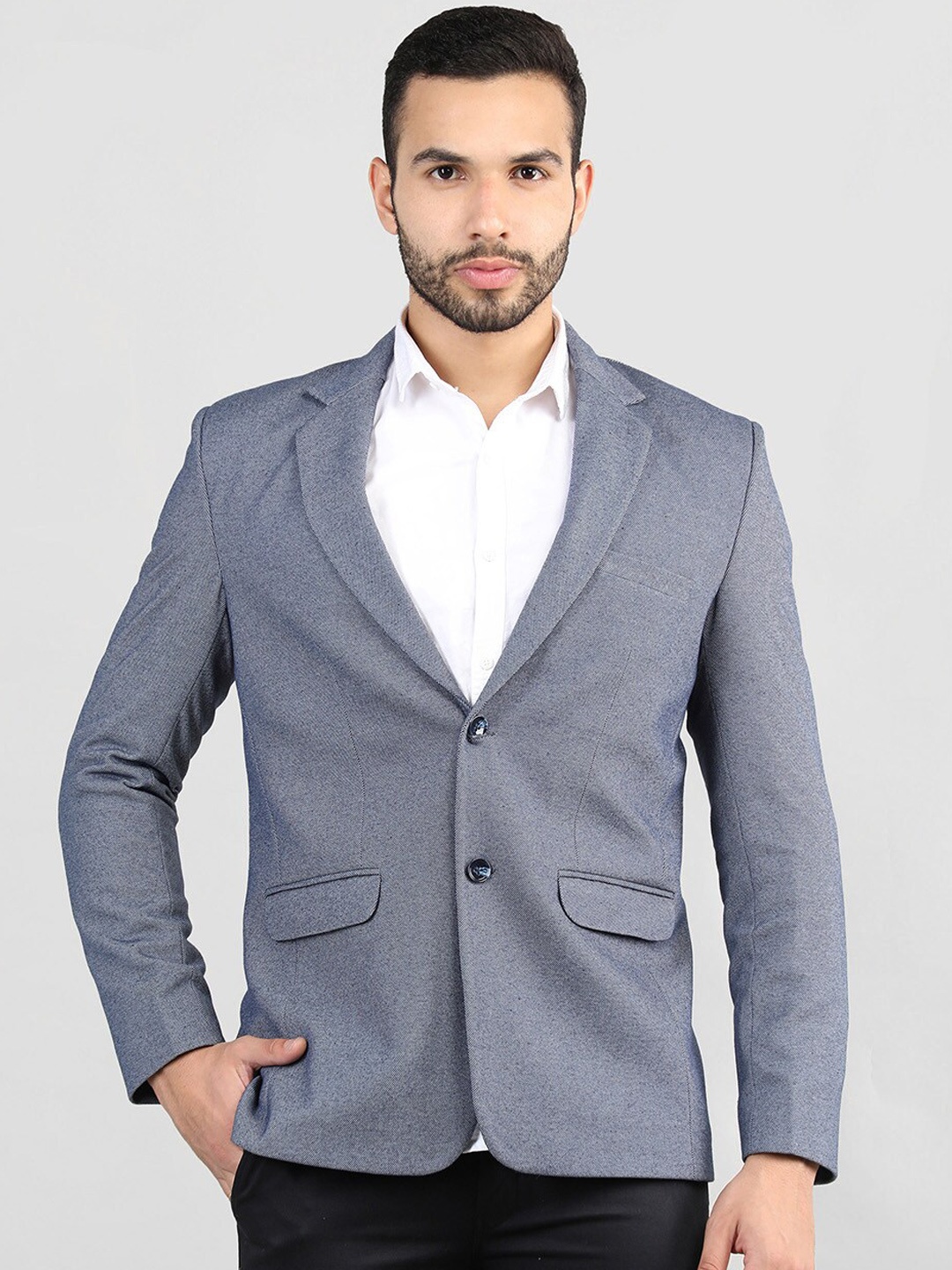 

CHKOKKO Notched Lapel Single-Breasted Formal Blazer, Blue
