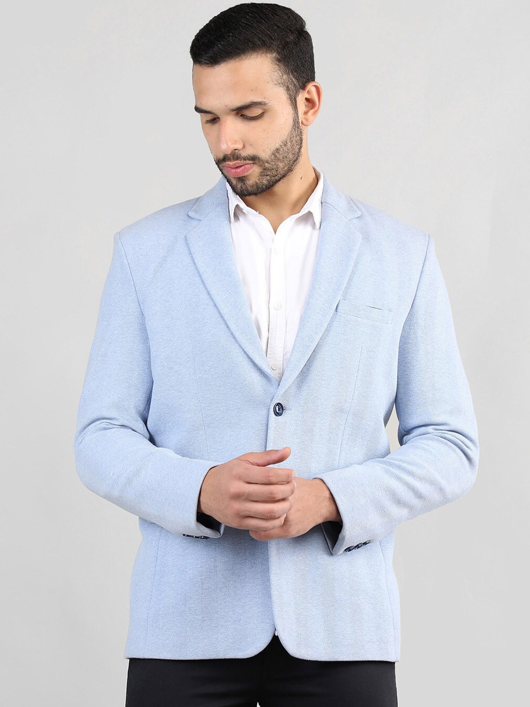 

Chkokko Notched Lapel Single-Breasted Formal Blazer, Blue
