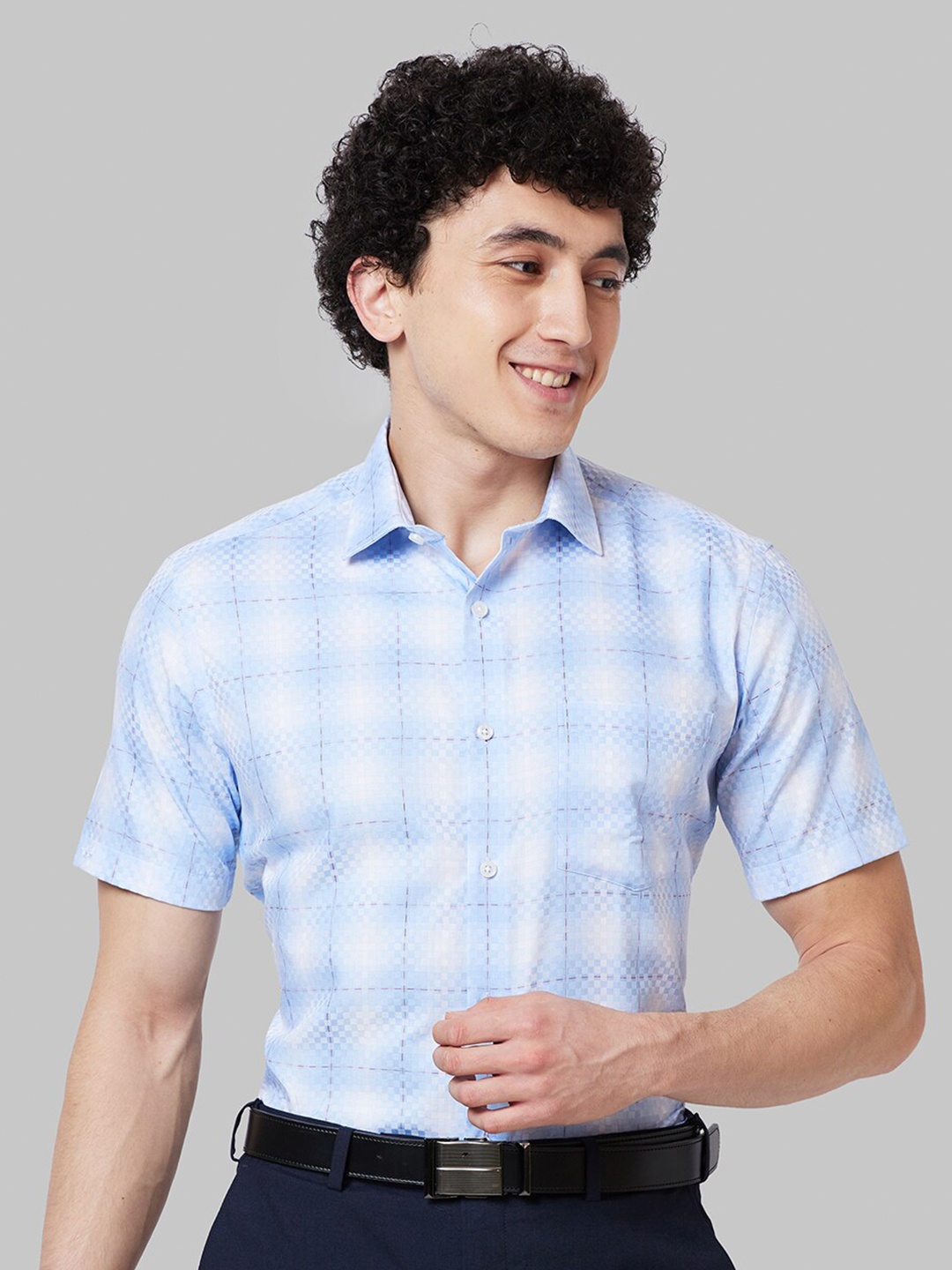 

Park Avenue Checked Cotton Formal Shirt, Blue