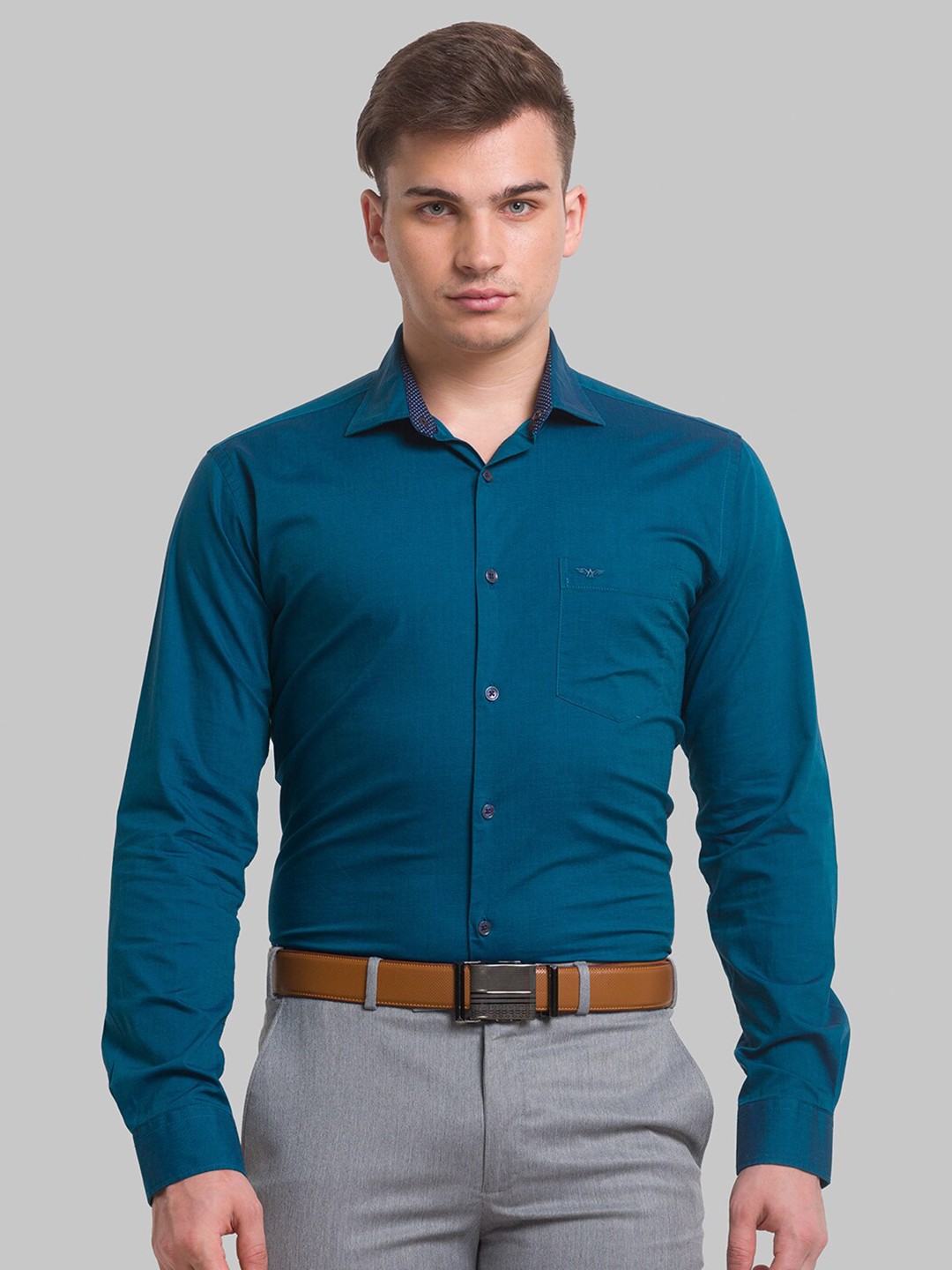 

Park Avenue Slim Fit Opaque Cotton Formal Shirt, Blue