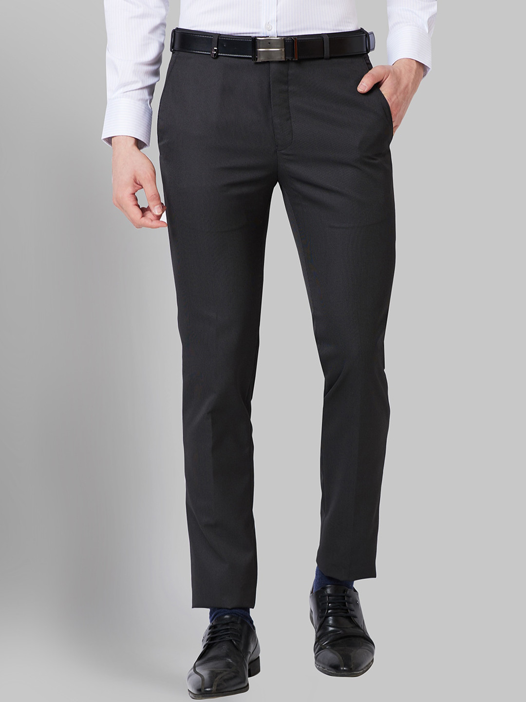

Park Avenue Men Mid Rise Slim Fit Formal Trousers, Grey