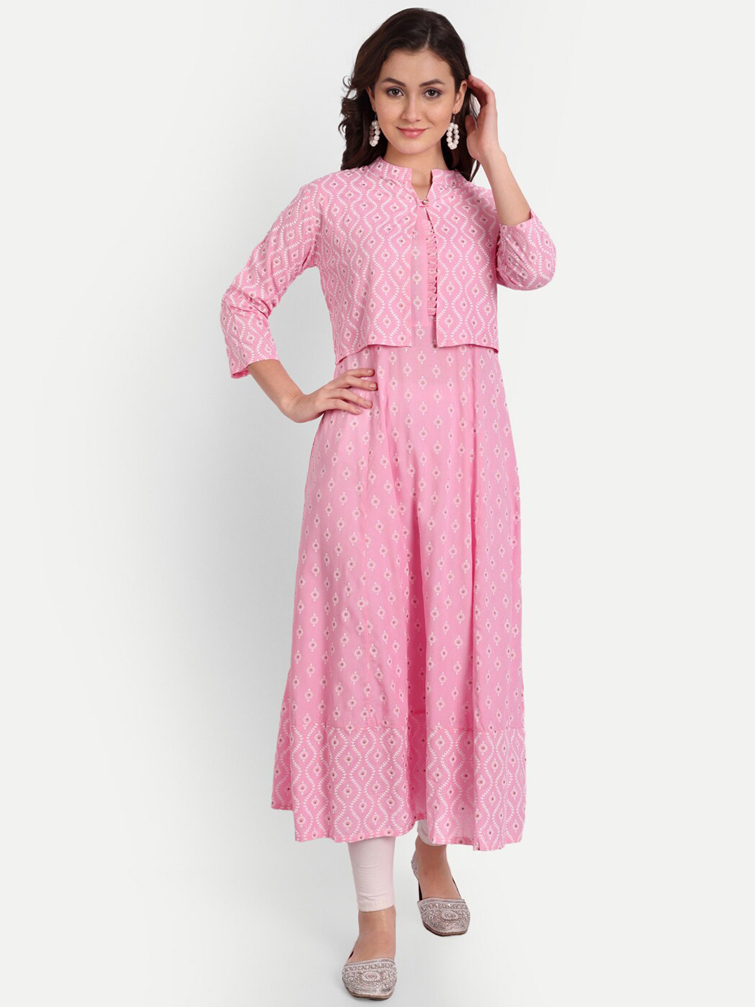 

TREND ME Ethnic Motifs Printed Anarkali Kurta, Pink