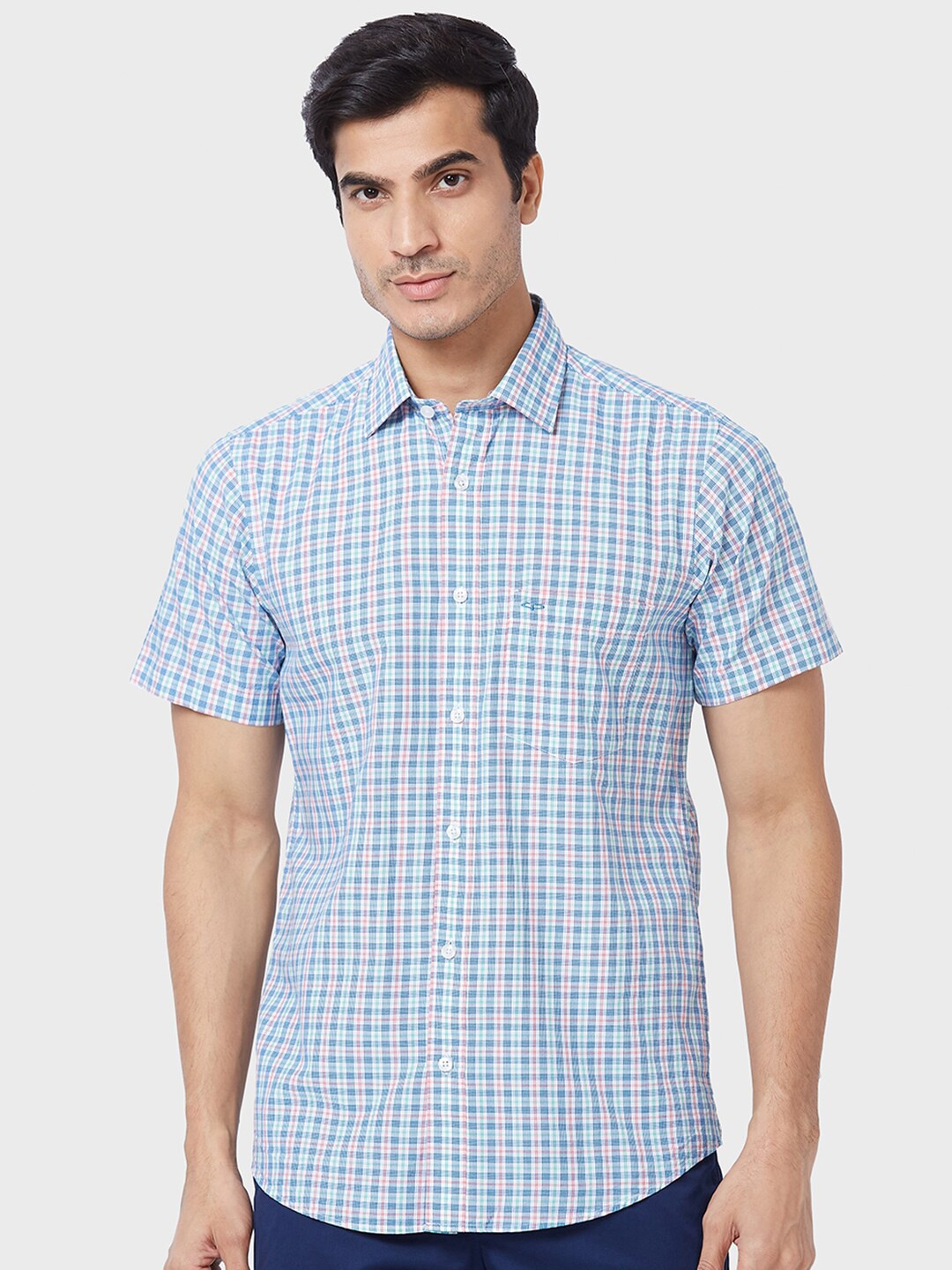 

ColorPlus Tailored Fit Gingham Checked Casual Shirt, Blue