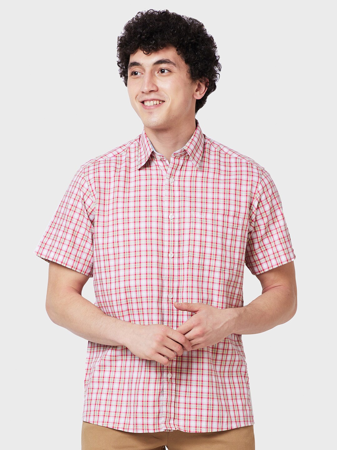 

ColorPlus Classic Fit Checked Casual Cotton Shirt, Red