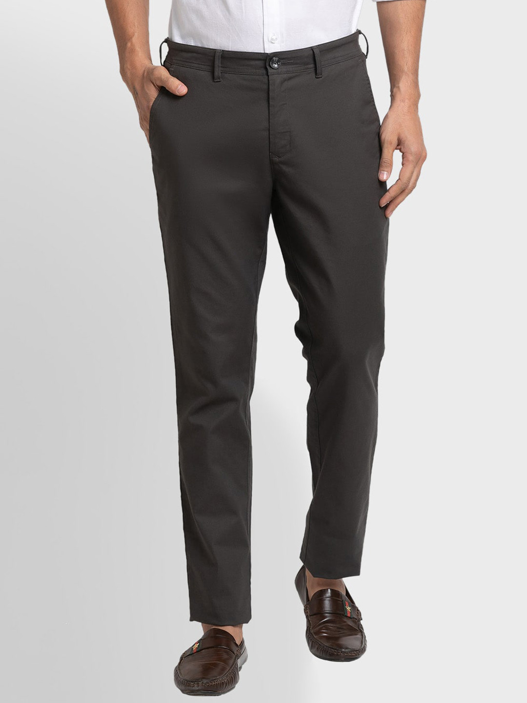 

ColorPlus Men Mid-Rise Formal Trousers, Grey