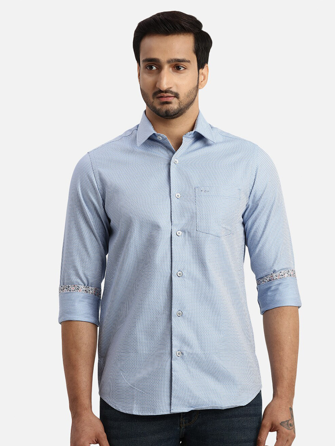 

ColorPlus Spread Collar Contemporary Fit Casual Cotton Shirt, White