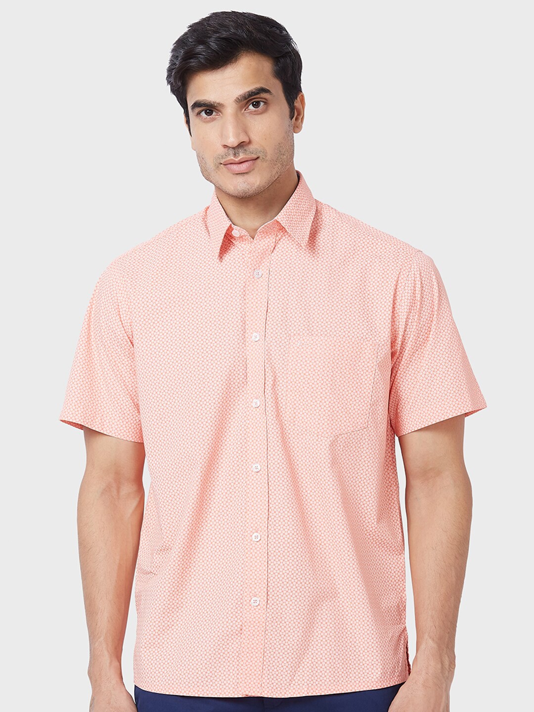 

ColorPlus Classic Fit Abstract Print Casual Cotton Shirt, Orange