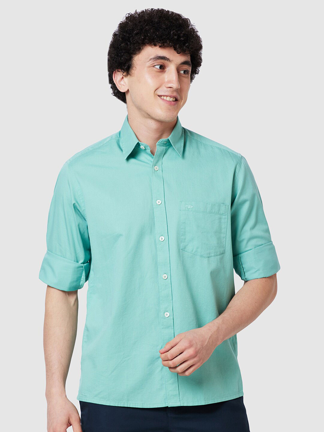 

ColorPlus Comfort Fit Spread Collar Casual Shirt, Sea green