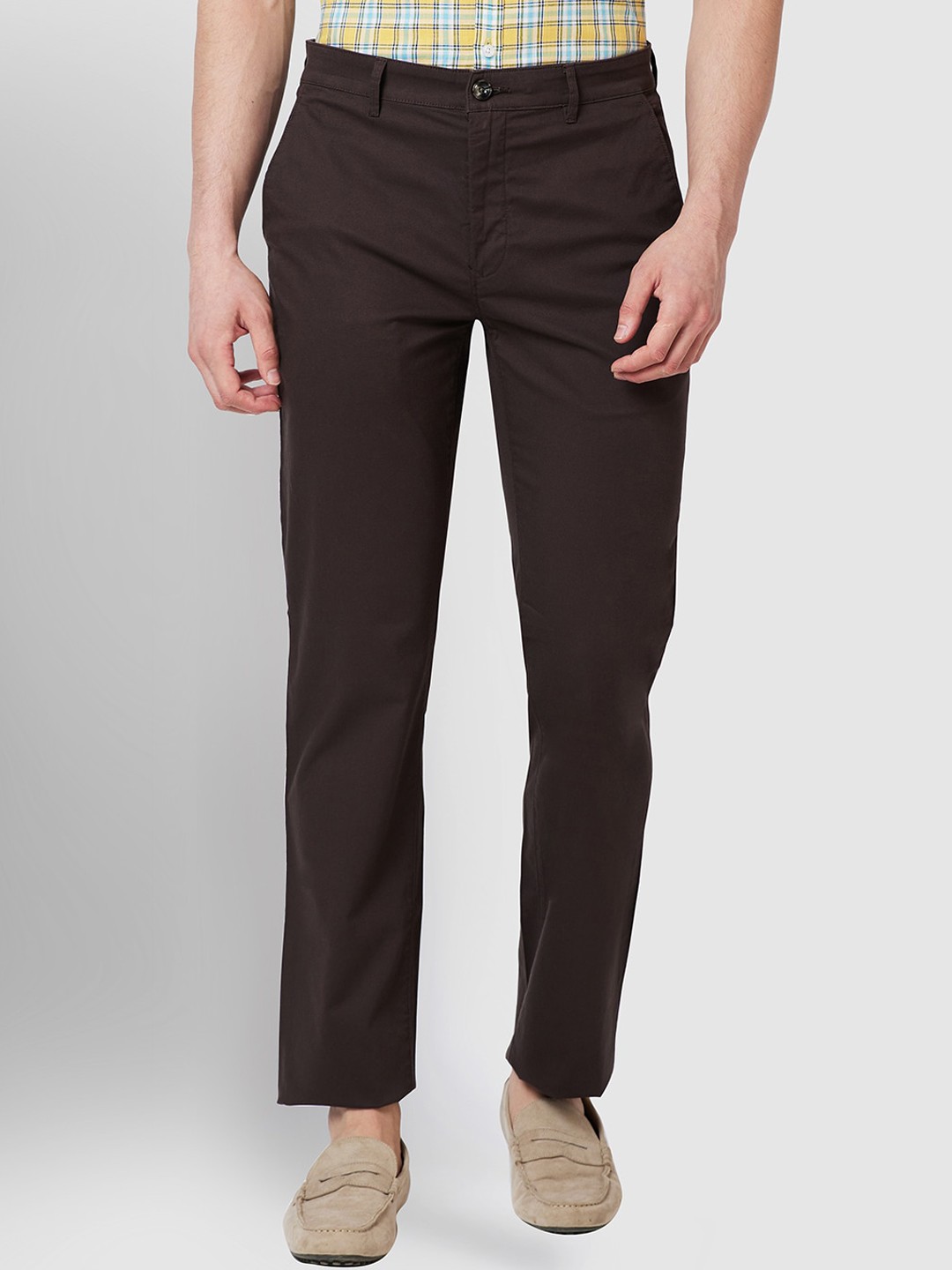 

ColorPlus Men Tailored Fit Cotton Trousers, Brown