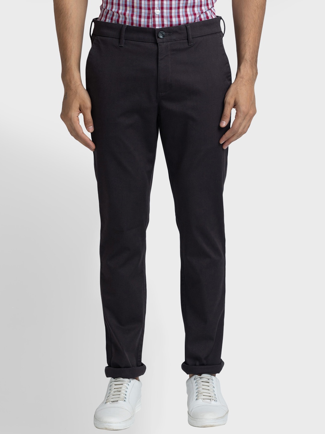 

ColorPlus Men Mid-Rise Regular Trousers, Grey
