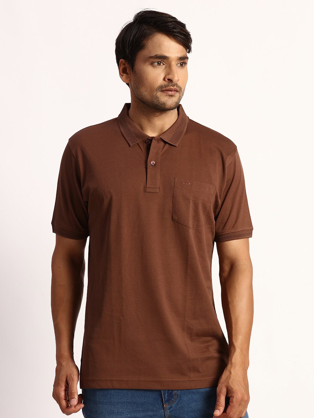 

ColorPlus Polo Collar Cotton T-Shirt, Brown