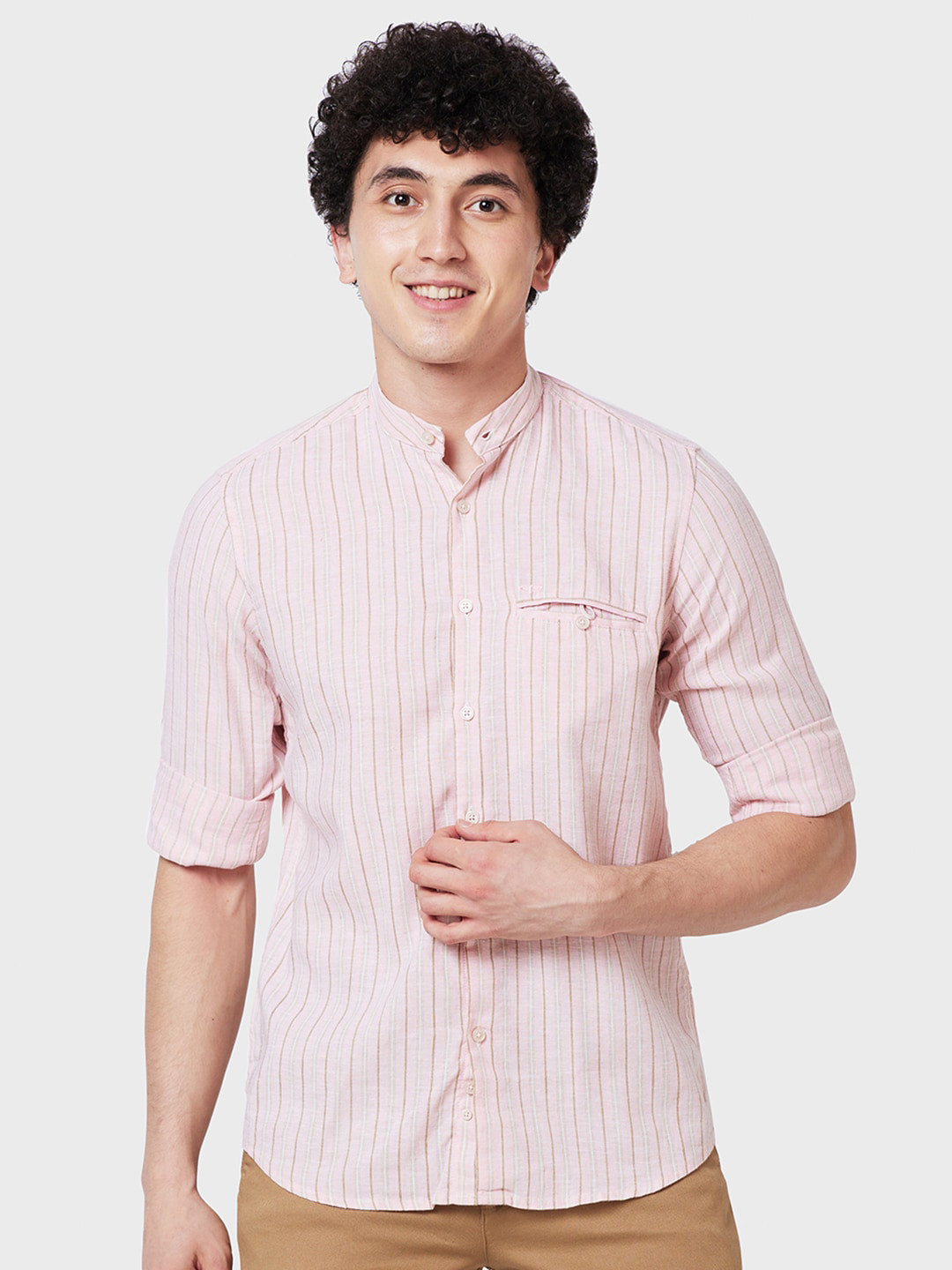 

ColorPlus Tailored Fit Opaque Striped Casual Shirt, Pink