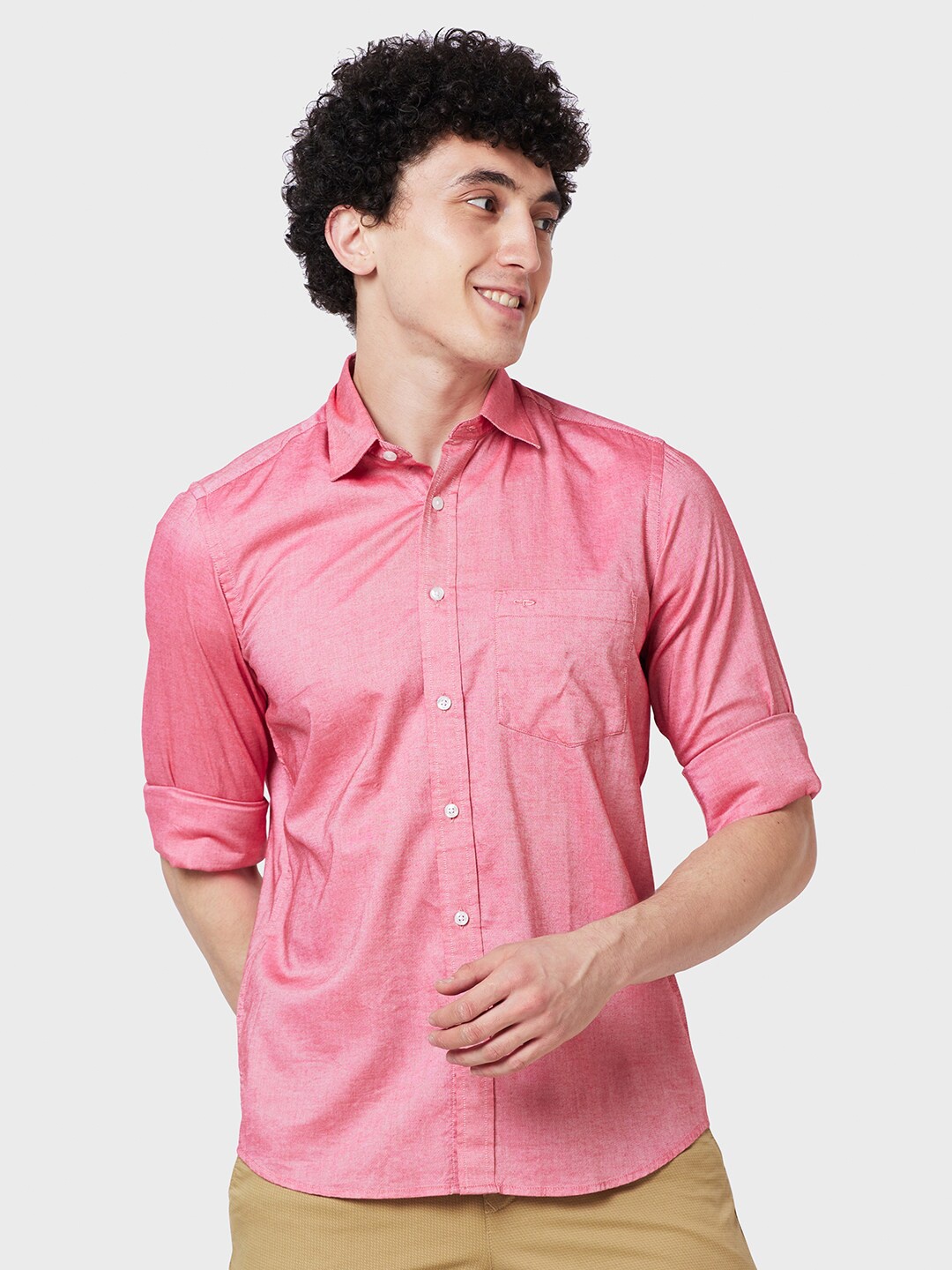 

ColorPlus Tailored Fit Spread Collar Cotton Casual Shirt, Pink