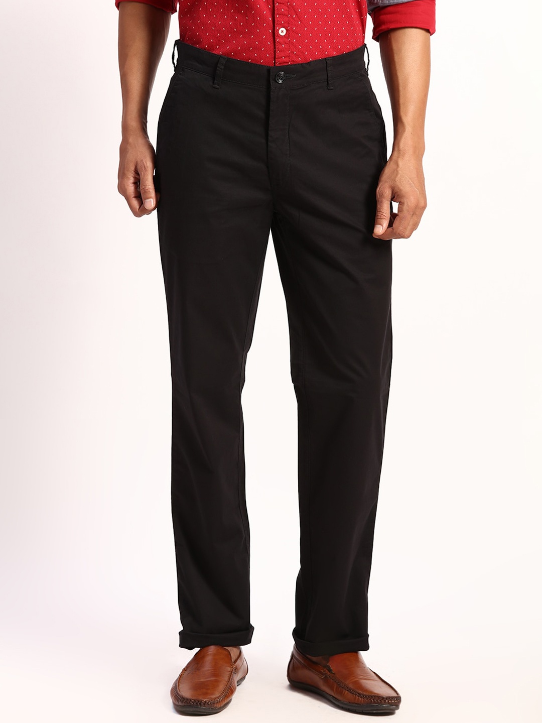 

ColorPlus Men Mid-Rise Regular Fit Chinos Trousers, Black