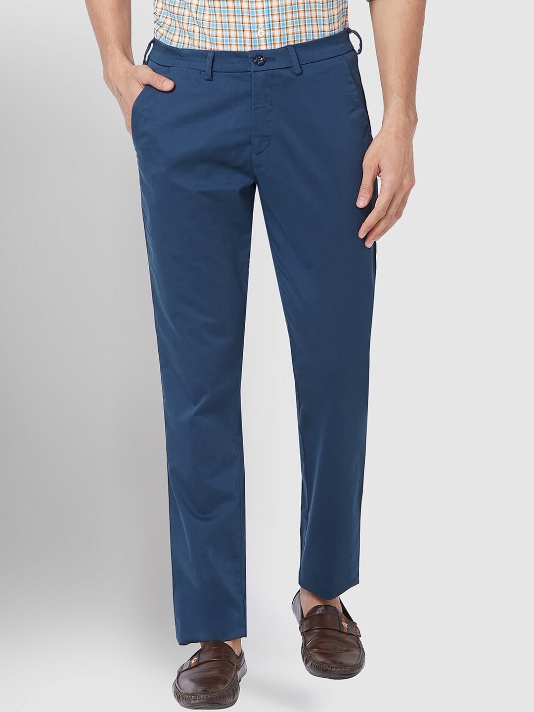 

ColorPlus Men Mid-Rise Regular Fit Trousers, Teal