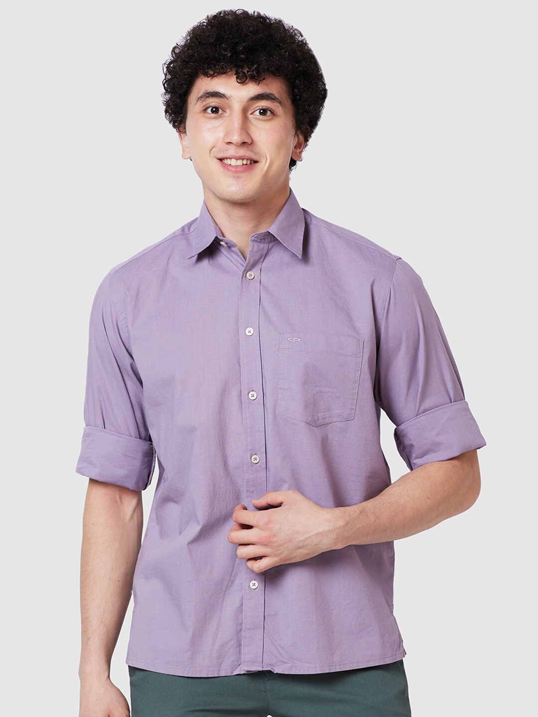 

ColorPlus Comfort Fit Spread Collar Cotton Shirt, Violet