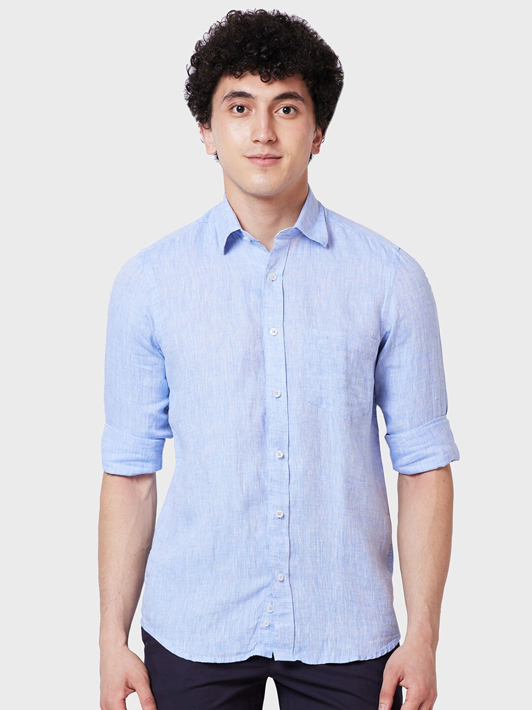 

ColorPlus Tailored Fit Linen Casual Shirt, Blue