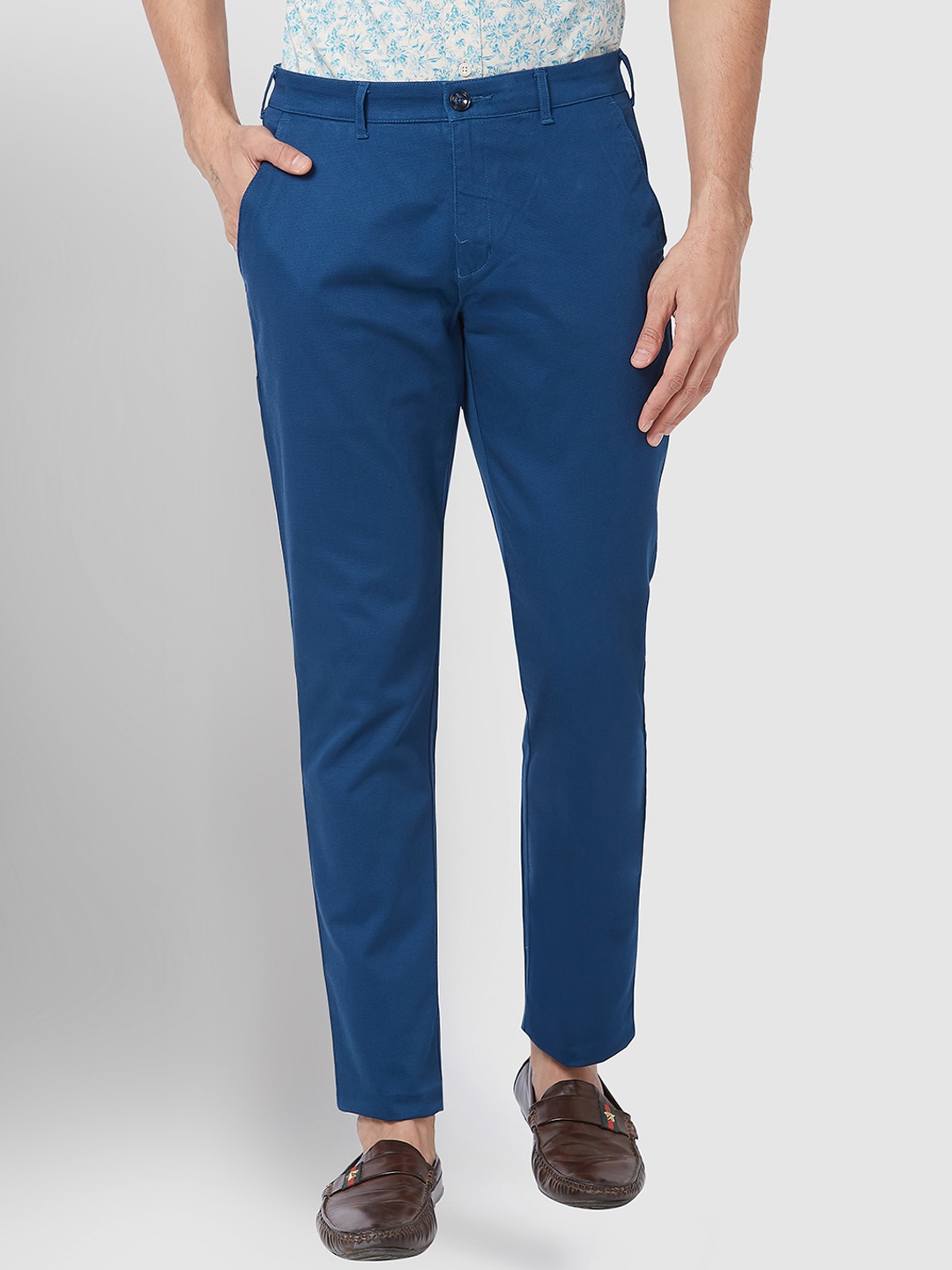 

ColorPlus Men Mid-Rise Slim Fit Chinos Trousers, Blue