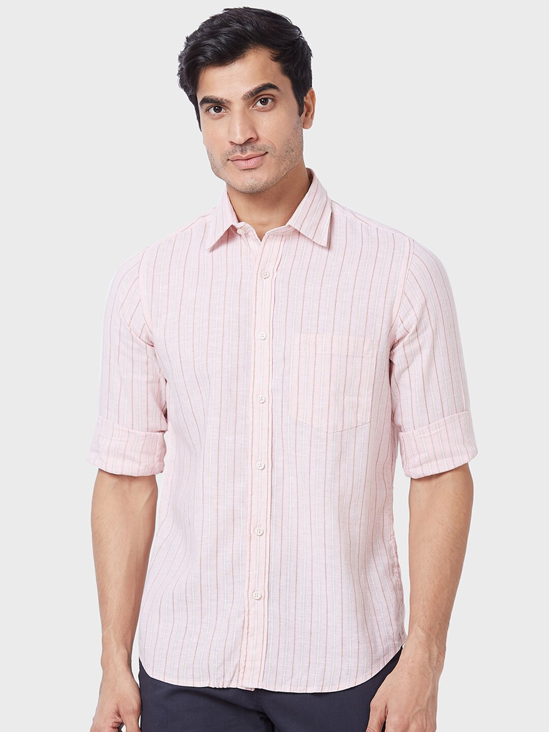 

ColorPlus Tailored Fit Striped Casual Shirt, Pink