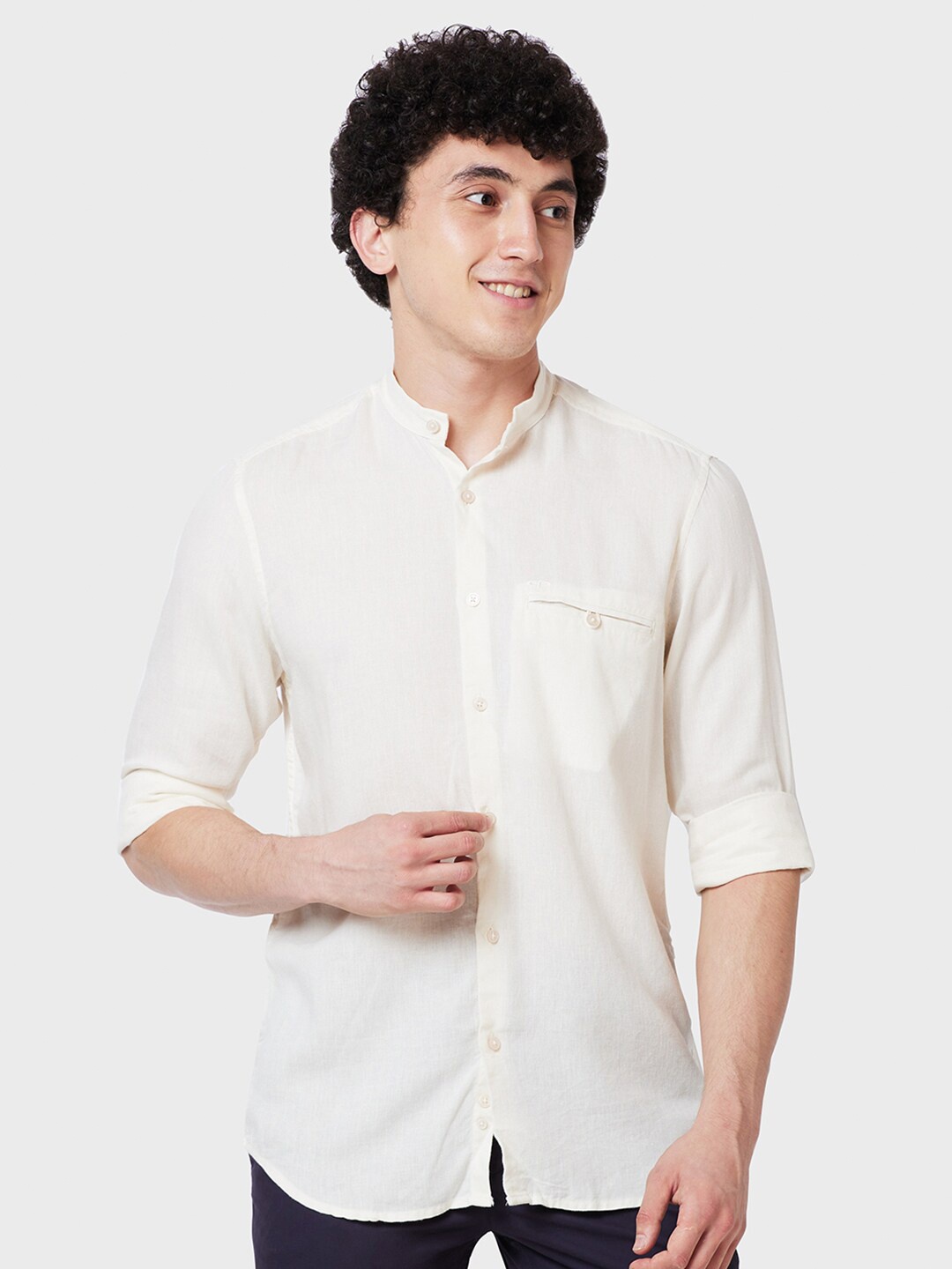 

ColorPlus Tailored Fit Linen Casual Shirt, Off white