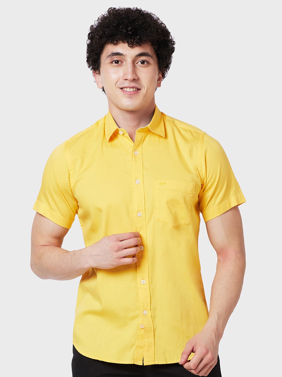 

ColorPlus Tailored Fit Opaque Cotton Casual Shirt, Yellow