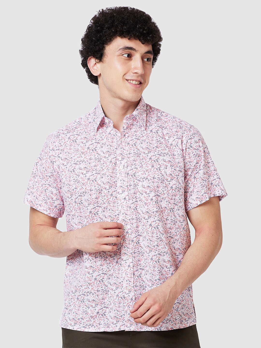 

ColorPlus Micro Ditsy Printed Cotton Casual Shirt, White