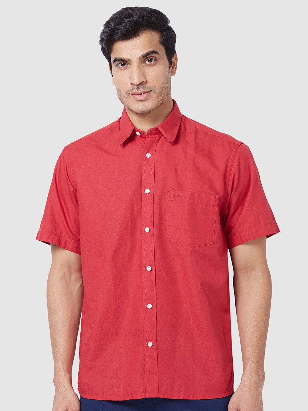

ColorPlus Spared Collar Cotton Casual Shirt, Red