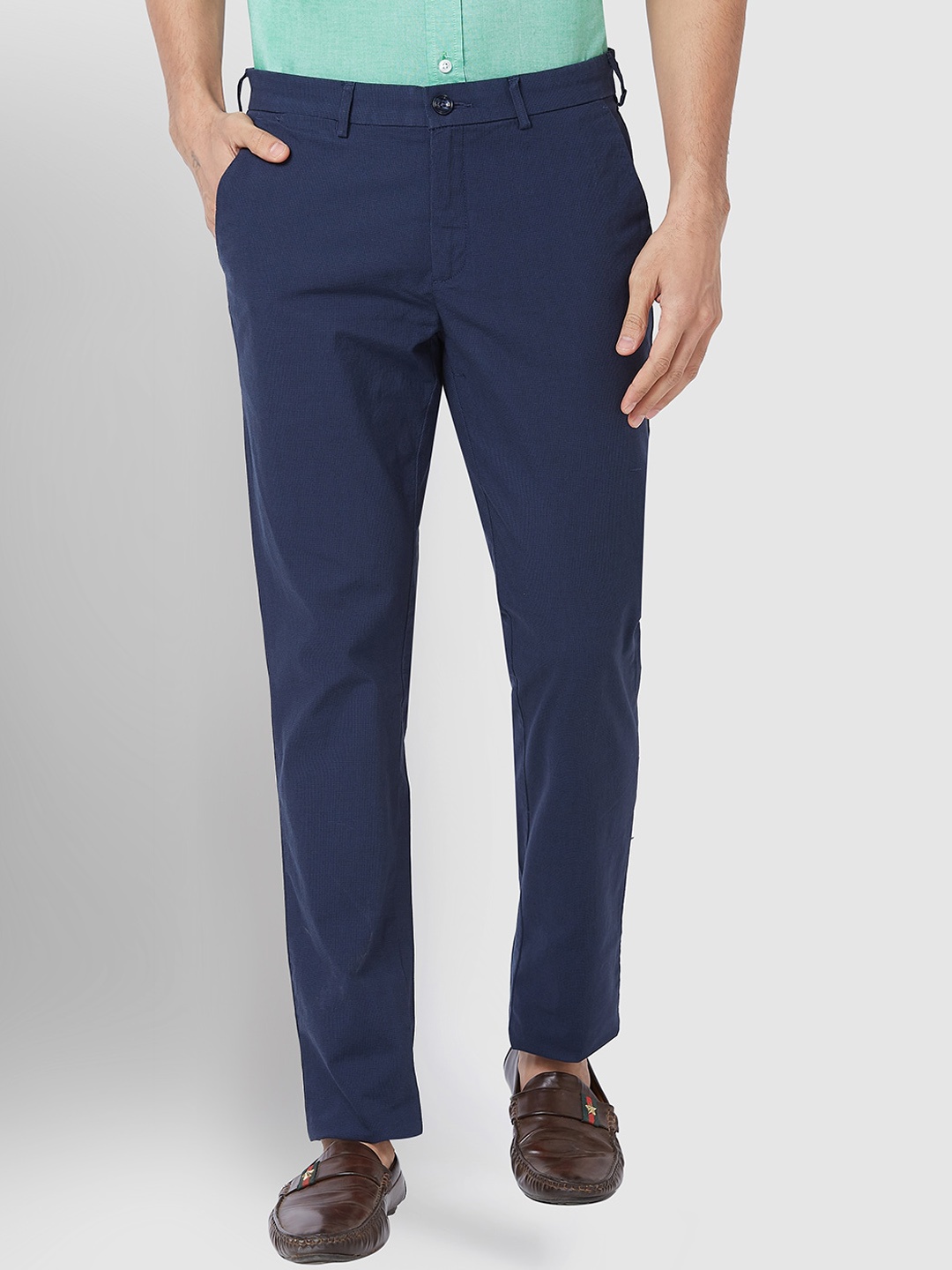 

ColorPlus Men Contemporary Fit Trousers, Blue