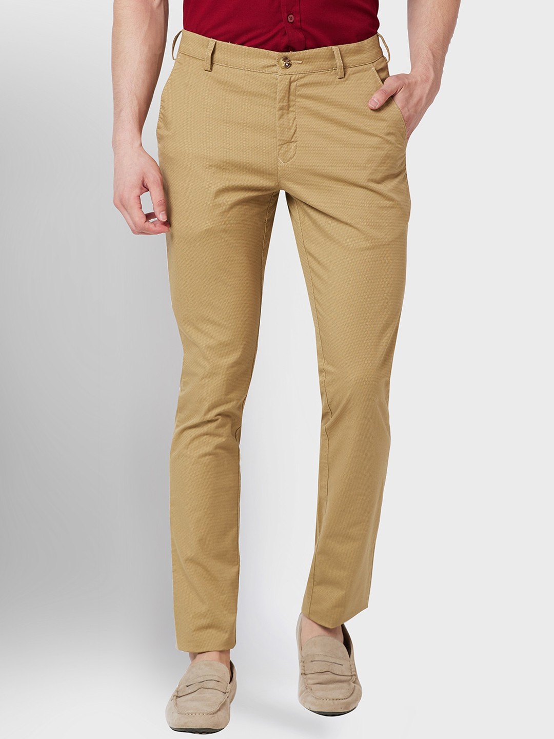 

ColorPlus Men Mid-Rise Regular Trousers, Beige