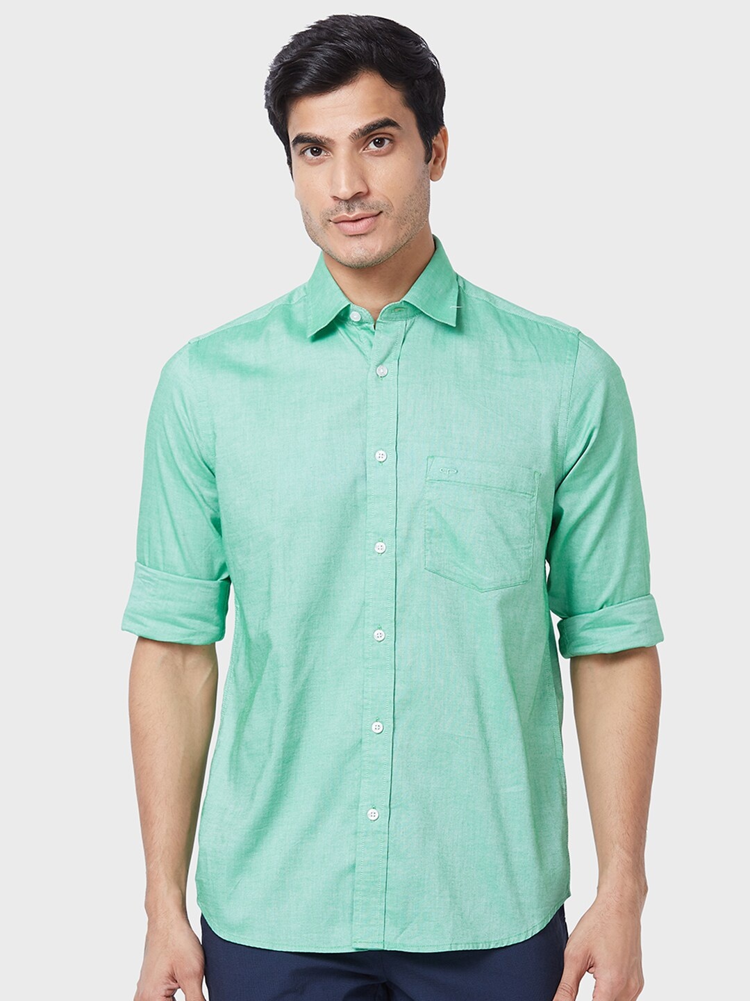 

ColorPlus Tailored Fit Spread Collar Cotton Shirt, Green
