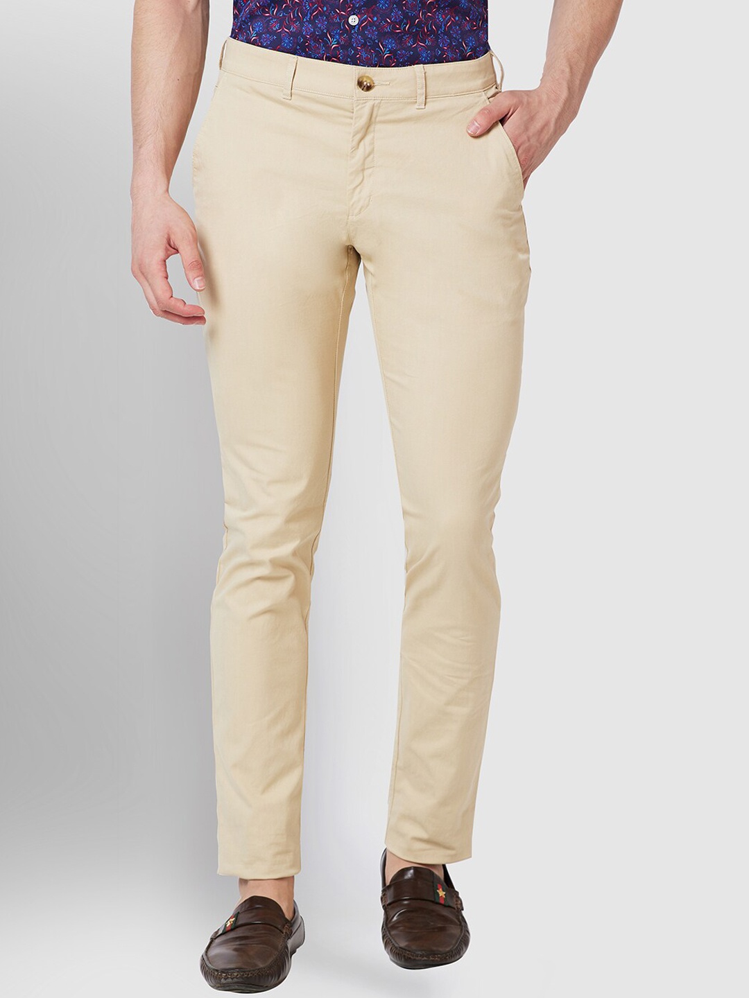 

ColorPlus Men Slim Fit Mid-Rise Casual Trousers, Brown