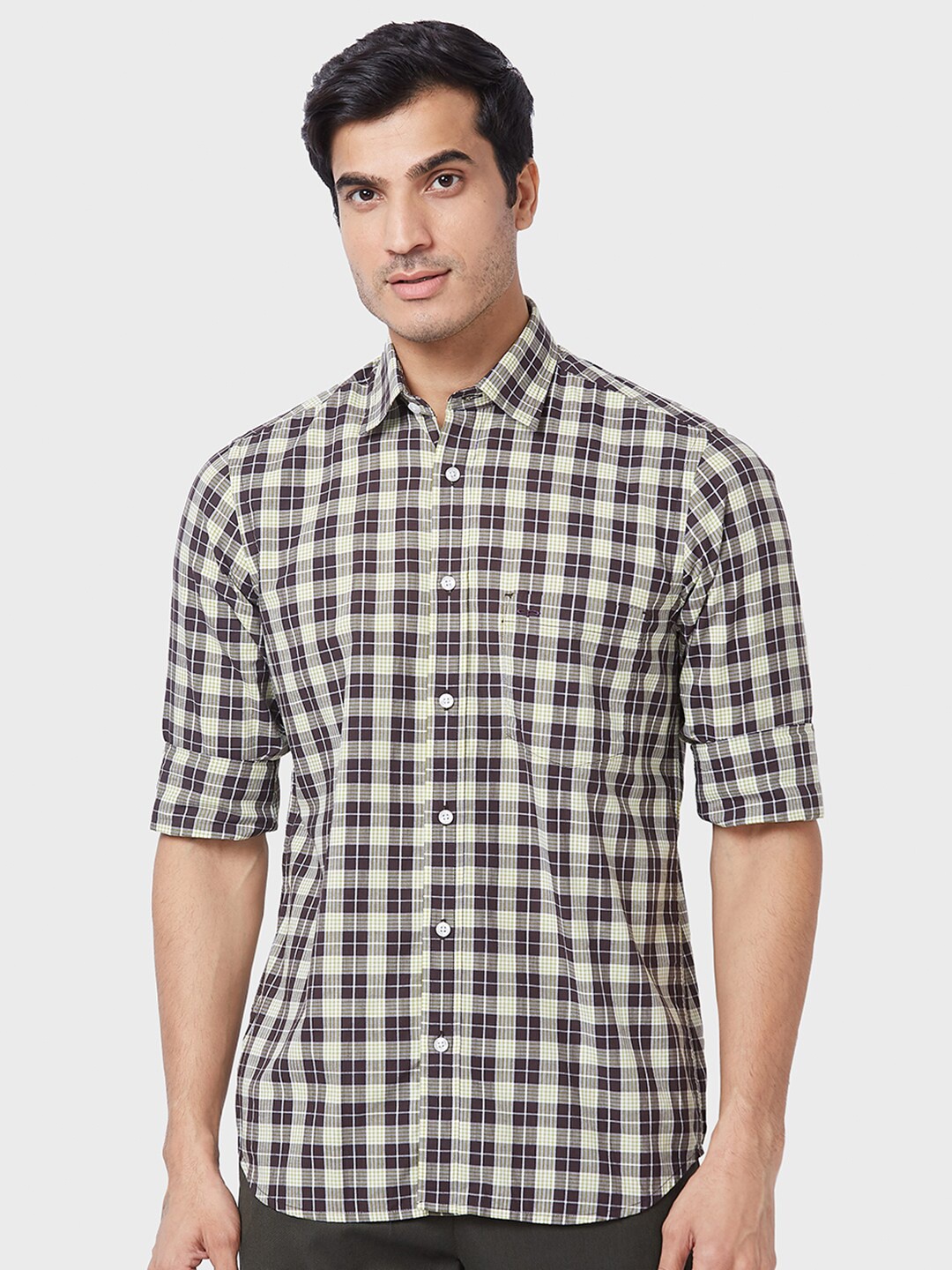 

ColorPlus Tailored Fit Tartan Checked Casual Cotton Shirt, Green