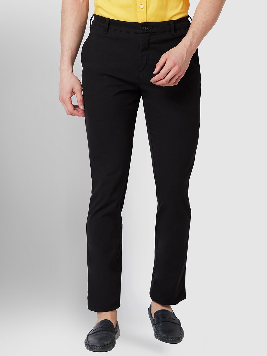 

ColorPlus Men Mid Rise Plain Chinos, Black