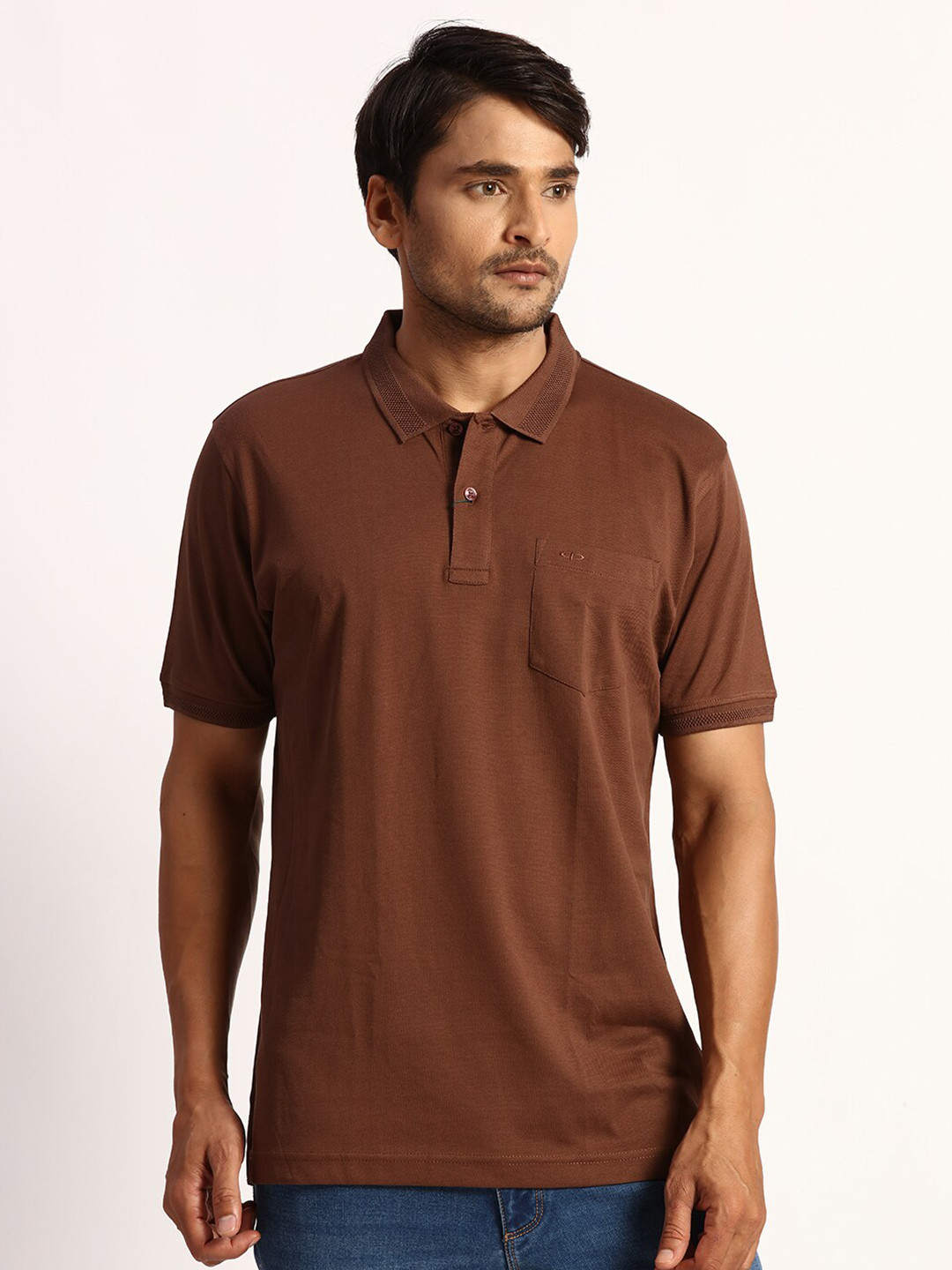 

ColorPlus Polo Collar Regular Fit Cotton Casual T-shirt, Brown