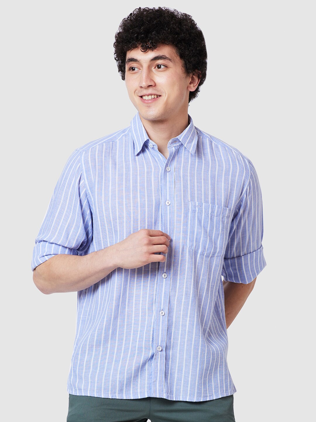 

ColorPlus Opaque Striped Casual Shirt, Blue
