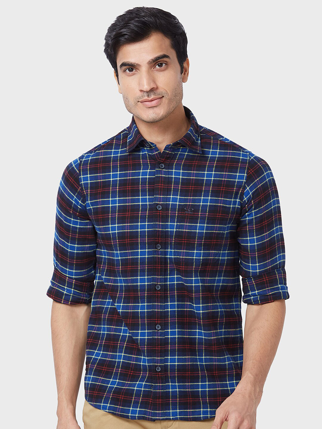 

ColorPlus Tartan Checked Cotton Casual Shirt, Blue