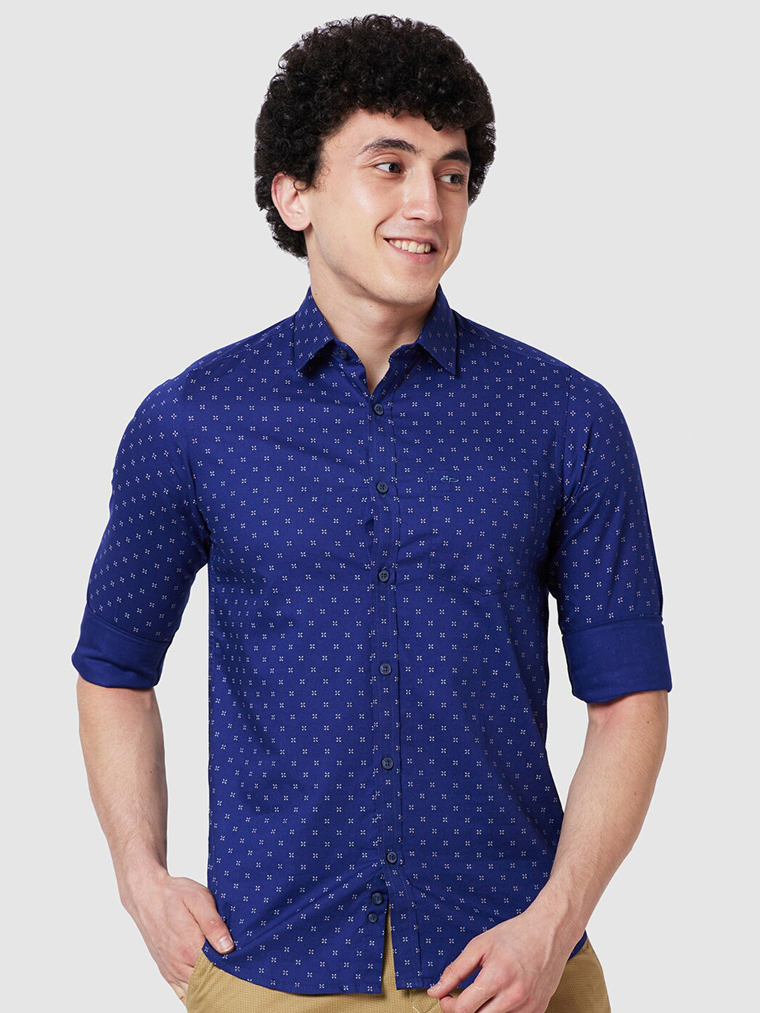 

ColorPlus Floral Printed Cotton Casual Shirt, Navy blue