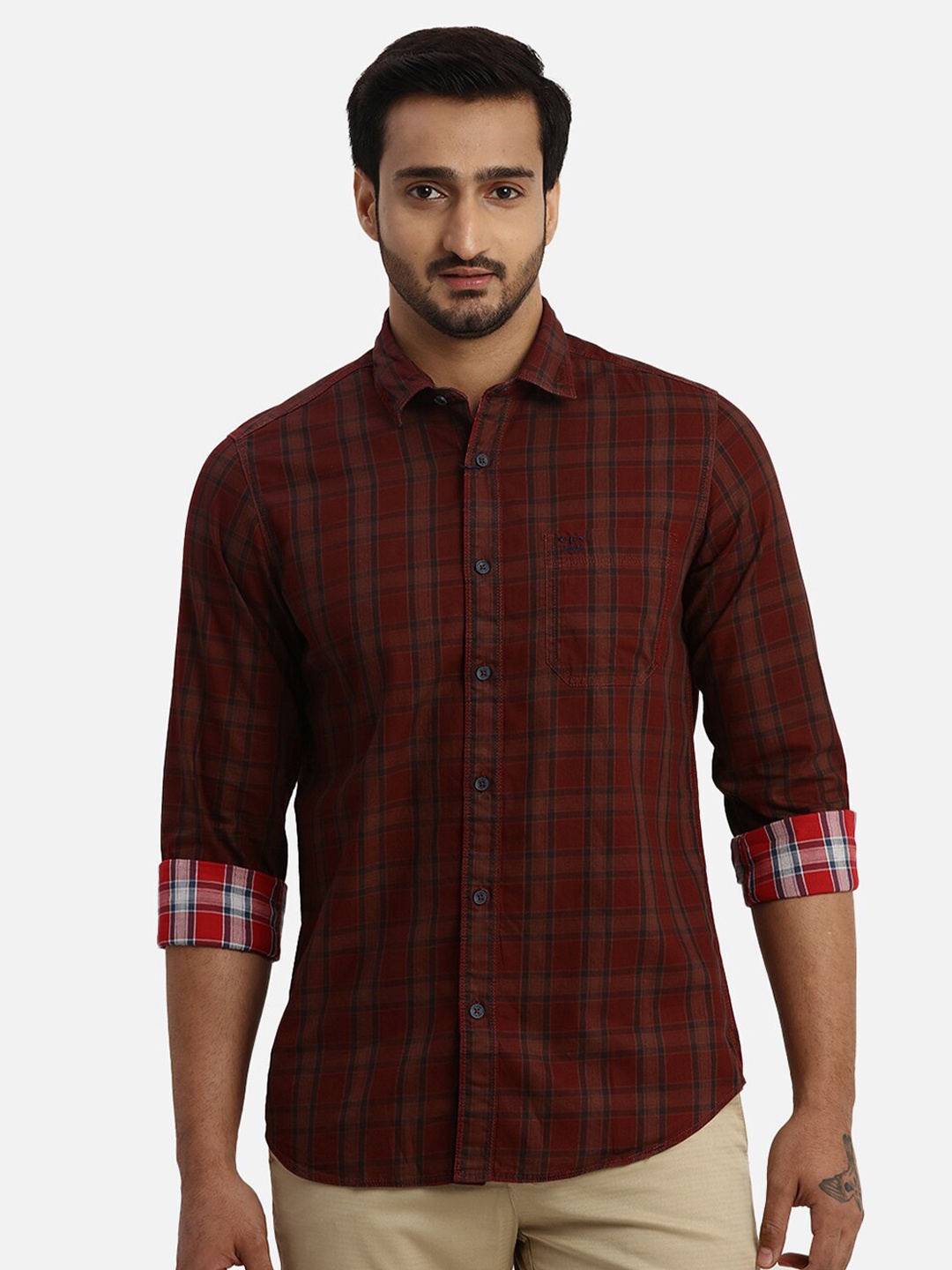 

ColorPlus Tartan Checked Casual Cotton Shirt, Red