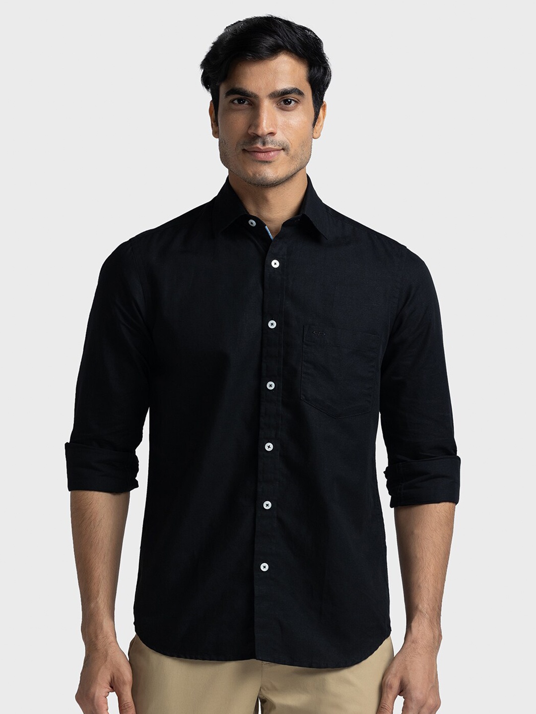 

ColorPlus Spread Collar Tailored Fit Cotton Shirt, Navy blue