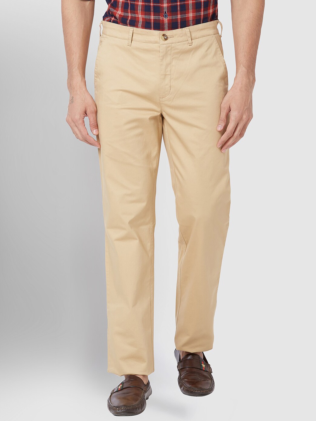 

ColorPlus Men Mid-Rise Tailored Fit Chinos Trousers, Brown