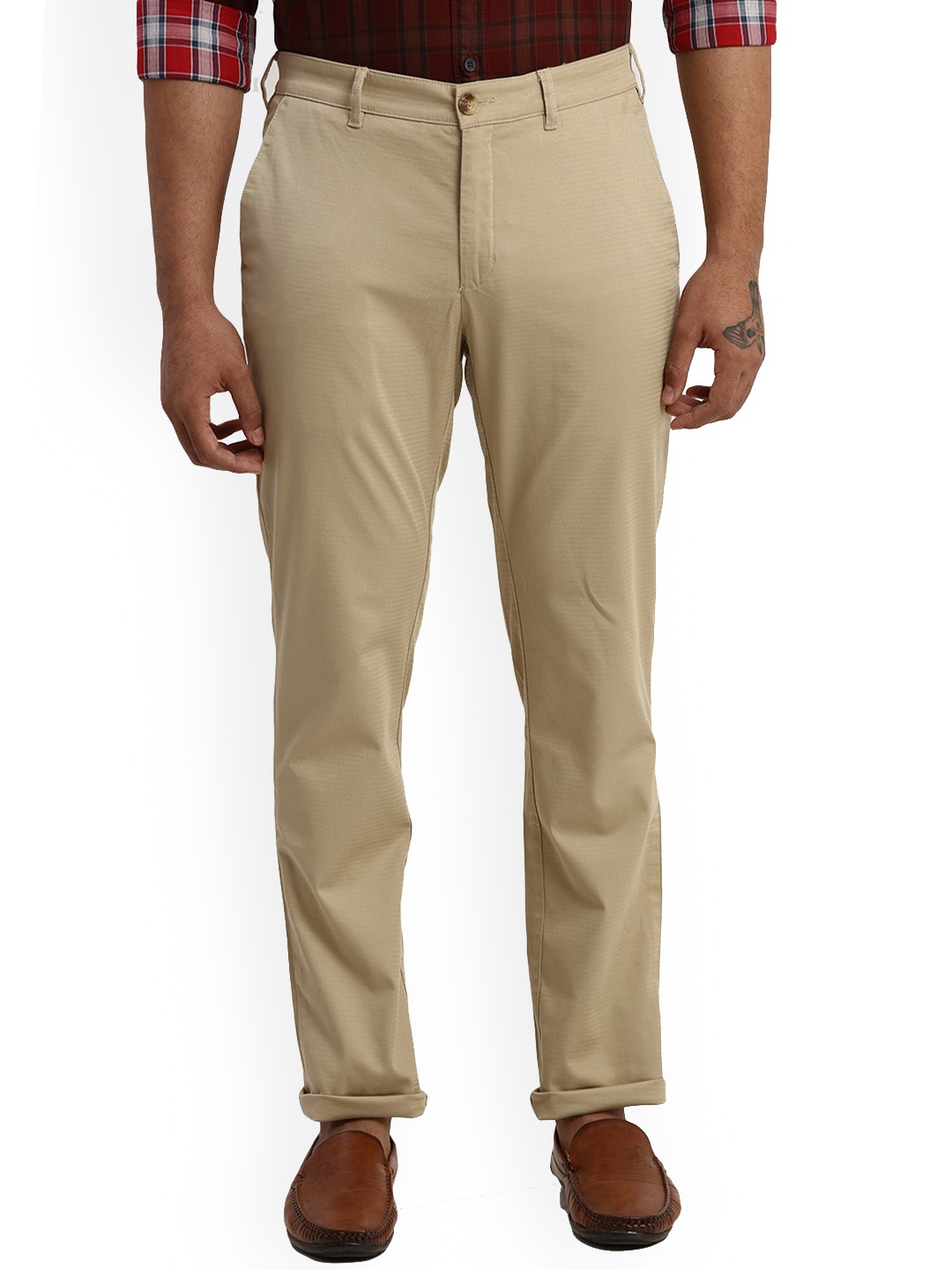 

ColorPlus Men Mid-Rise Casual Trousers, Beige