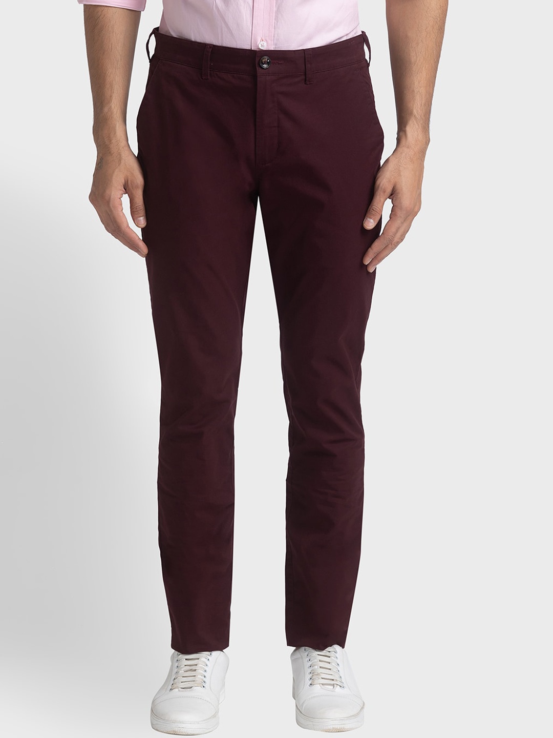 

ColorPlus Men Slim Fit Formal Trousers, Maroon