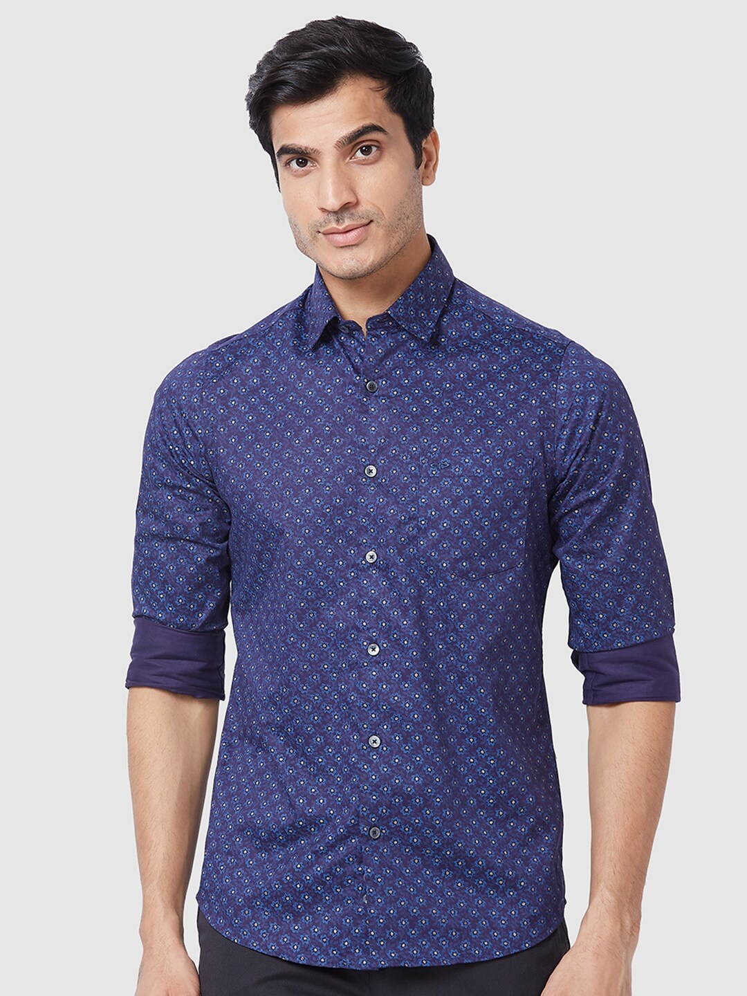 

ColorPlus Floral Printed Cotton Casual Shirt, Blue