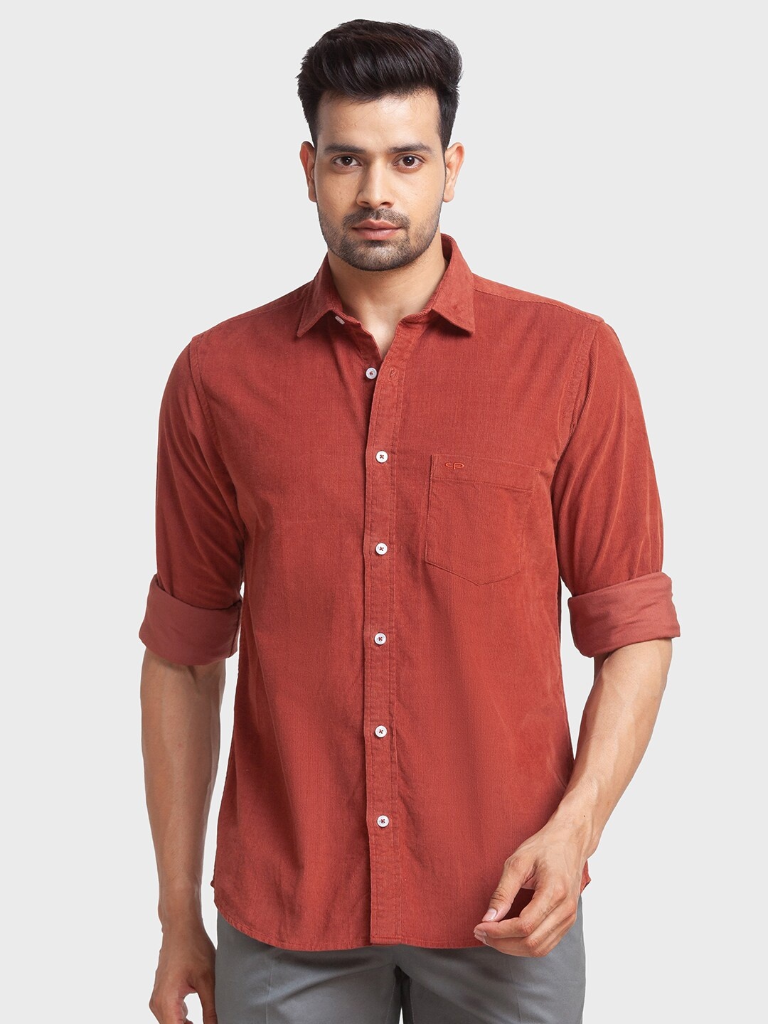 

ColorPlus Tailored Fit Cotton Casual Shirt, Orange