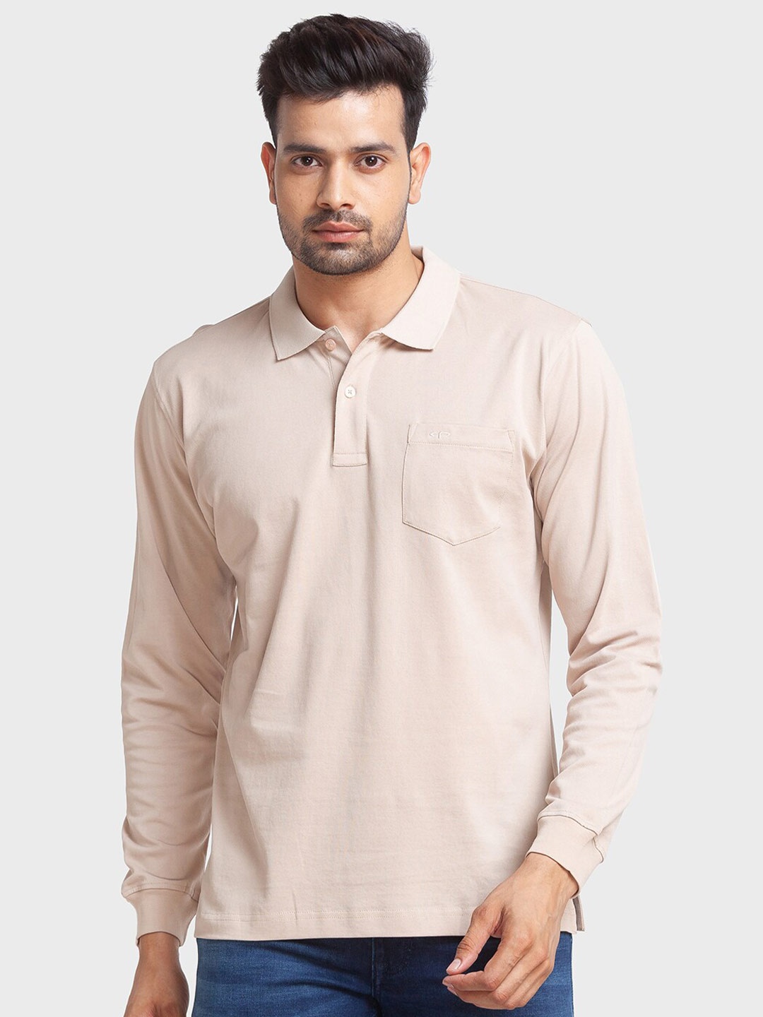 

ColorPlus Polo Collar Regular Fit Cotton Casual T-shirt, Beige