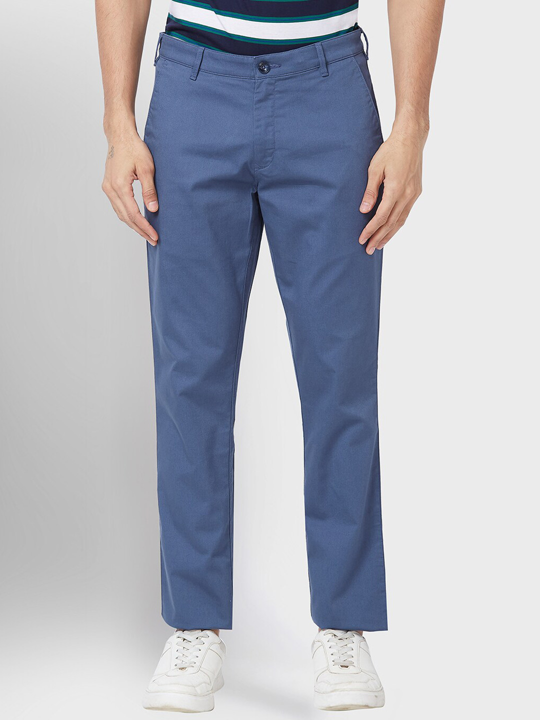 

ColorPlus Men Mid-Rise Contemporary Fit Trousers, Blue
